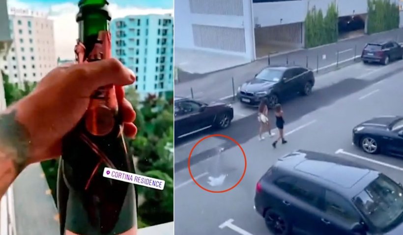 Patronul unui studio de videochat, filmat în timp ce aruncă cu sticle de șampanie în trecători, în Mamaia. ''S-ar putea deschide un dosar penal''