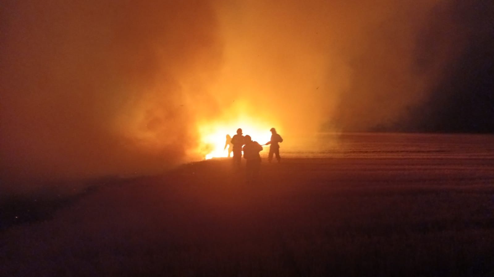 Incendiu puternic în judeţul Tulcea. Au ars 400 de hectare de vegetaţie uscată şi 600 de baloţi de paie, focul a fost pus intenţionat - GALERIE FOTO